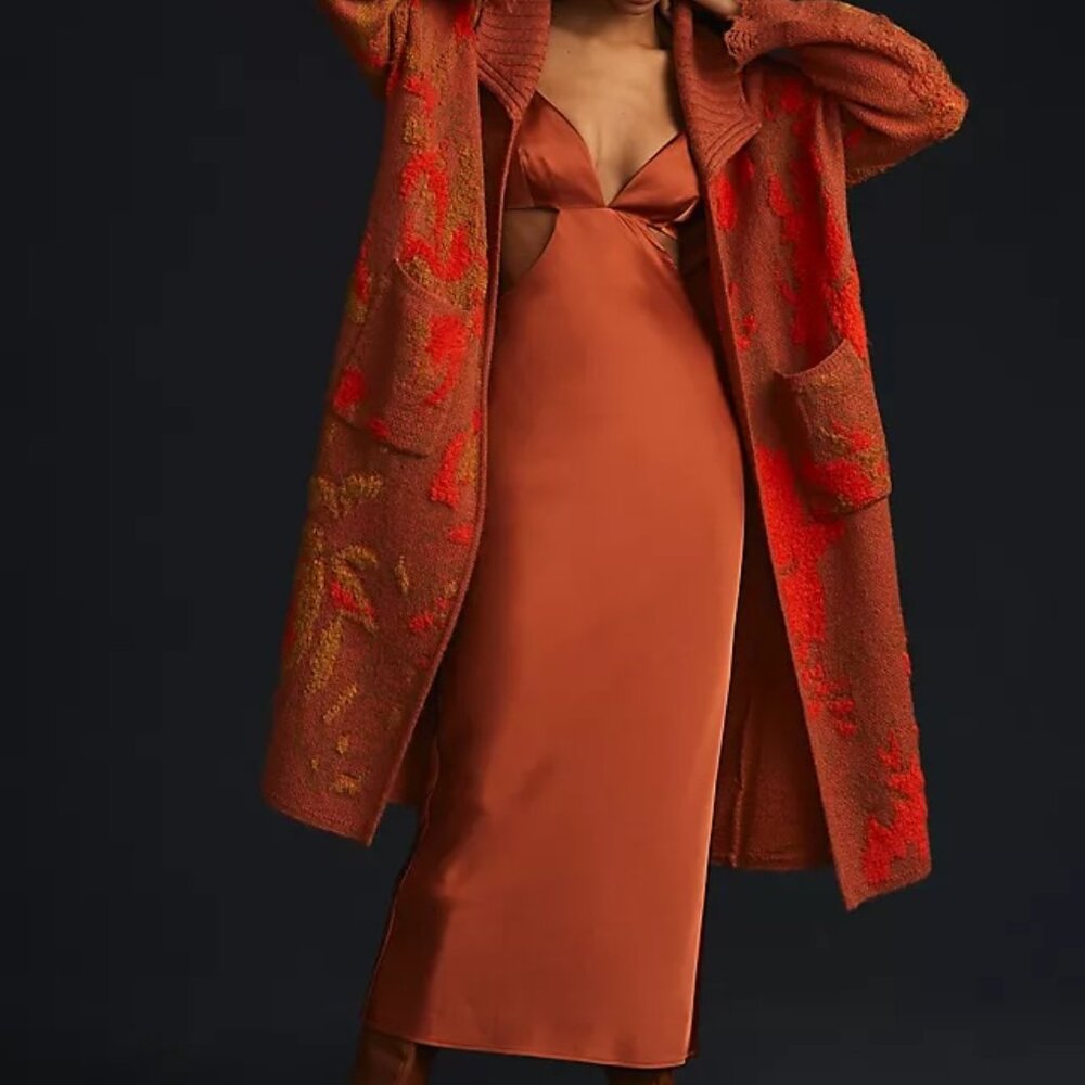 By Anthropologie Orange Loopy Duster Cardigan | Textured Knit | Size M